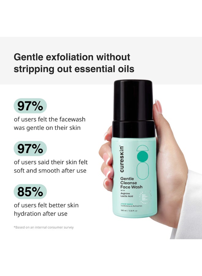 Cureskin Gentle Cleanse Brightening Face Wash with Lactic Acid AHA Foam Face Wash for Women and Men | Face Wash for Men and Women, 100 ml (Pack of 1) - Image 3